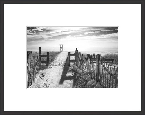 The Beach in Black White. Black and white photography framed art.
